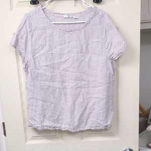 Cynthia Rowley Lavender Short-Sleeve Linen-Blend Top